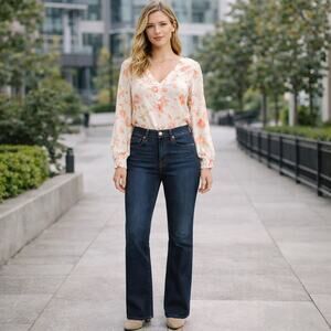 Reformation SZ 24/33 Peyton High Rise Boot Cut Jeans Organic Cotton Aegean Wash